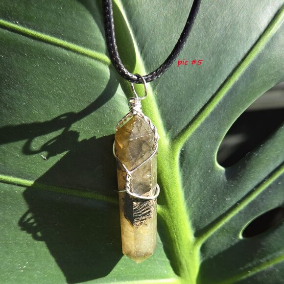 Labradorite Gemstone Wire Wrapped Point Pendant - Picture 3 of 5